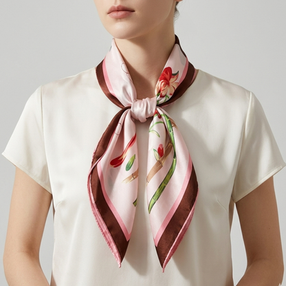Plant Print Square Scarf | Women | Soft Fabric | 70cm Elegant Printed Neck Scarf | Steven & Levon