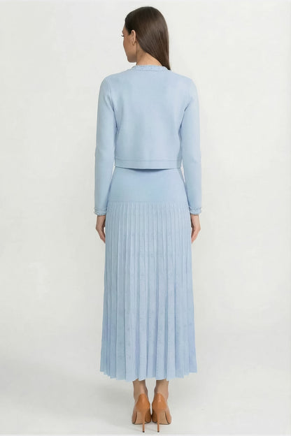 Pearl Button Knit Cardigan | Women | Embellished | Blue | Steven & Levon