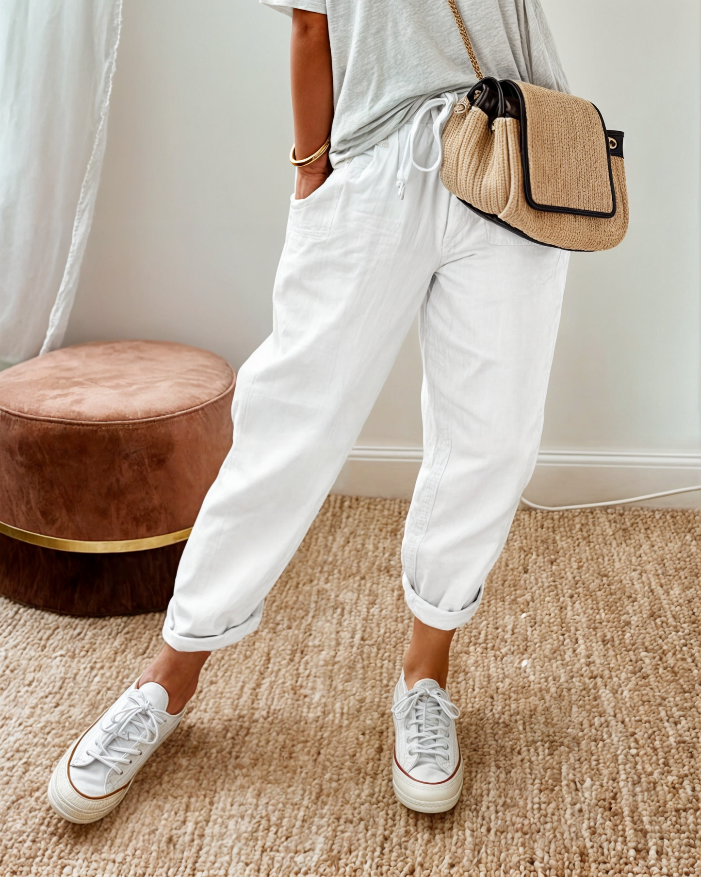 Women's Linen Wide-Leg Trousers | Relaxed Fit Elastic Waist Casual Pants | Breathable Everyday Wear | Steven & Levon