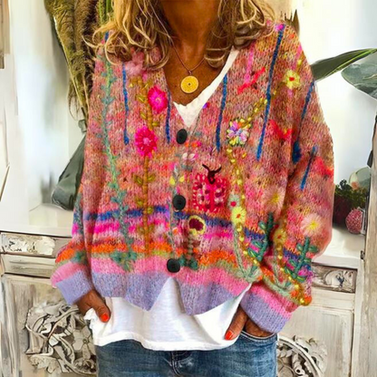 Boho Cardigan | Women | Floral Embroidery | Lightweight Layering | Steven & Levon