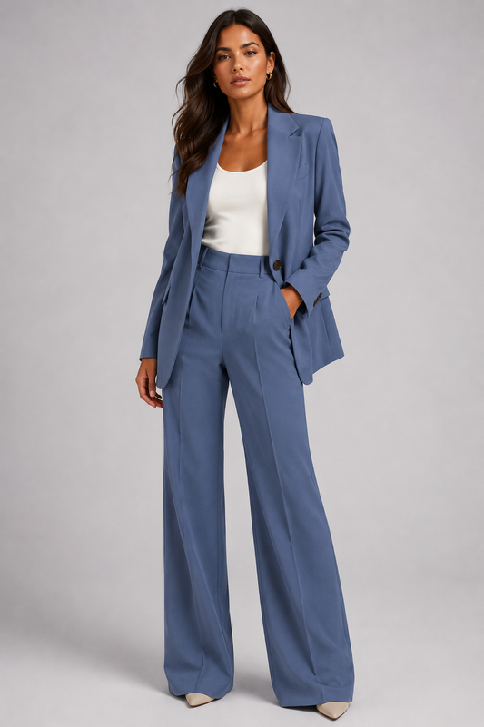 Women’s Tailored Blazer & Wide Leg Pants Set | Women | Soft Fabric | Office & Smart Casual Co-Ord | Steven & Levon