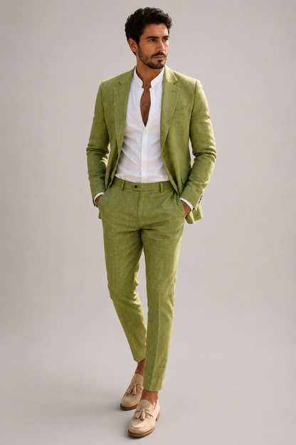Men's Linen Wedding Suit | Tailored Two Piece Set | Lightweight Formal Occasion Wear | Steven & Levon