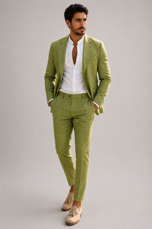 Men's Linen Wedding Suit | Tailored Two Piece Set | Lightweight Formal Occasion Wear | Steven & Levon