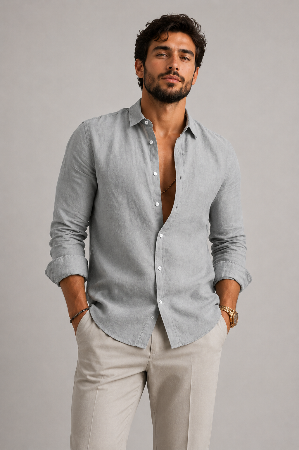 Men's Airy Lightweight Linen Shirt | Men | Linen Blend | Breathable Relaxed Fit Casual Summer Top | Steven & Levon