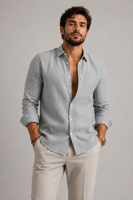 Men's Airy Lightweight Linen Shirt | Men | Linen Blend | Breathable Relaxed Fit Casual Summer Top | Steven & Levon