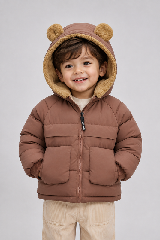 Kids Hooded Puffer Jacket | Boys & Girls | Fleece Lined | Winter Coat | Warm Outerwear | Steven & Levon