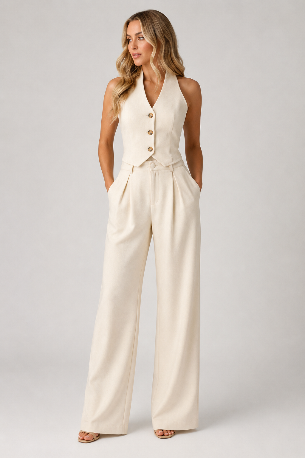 Women's Jumpsuit | Button Detail | Elegant One-Piece Outfit | Smart Casual Occasionwear | Steven & Levon