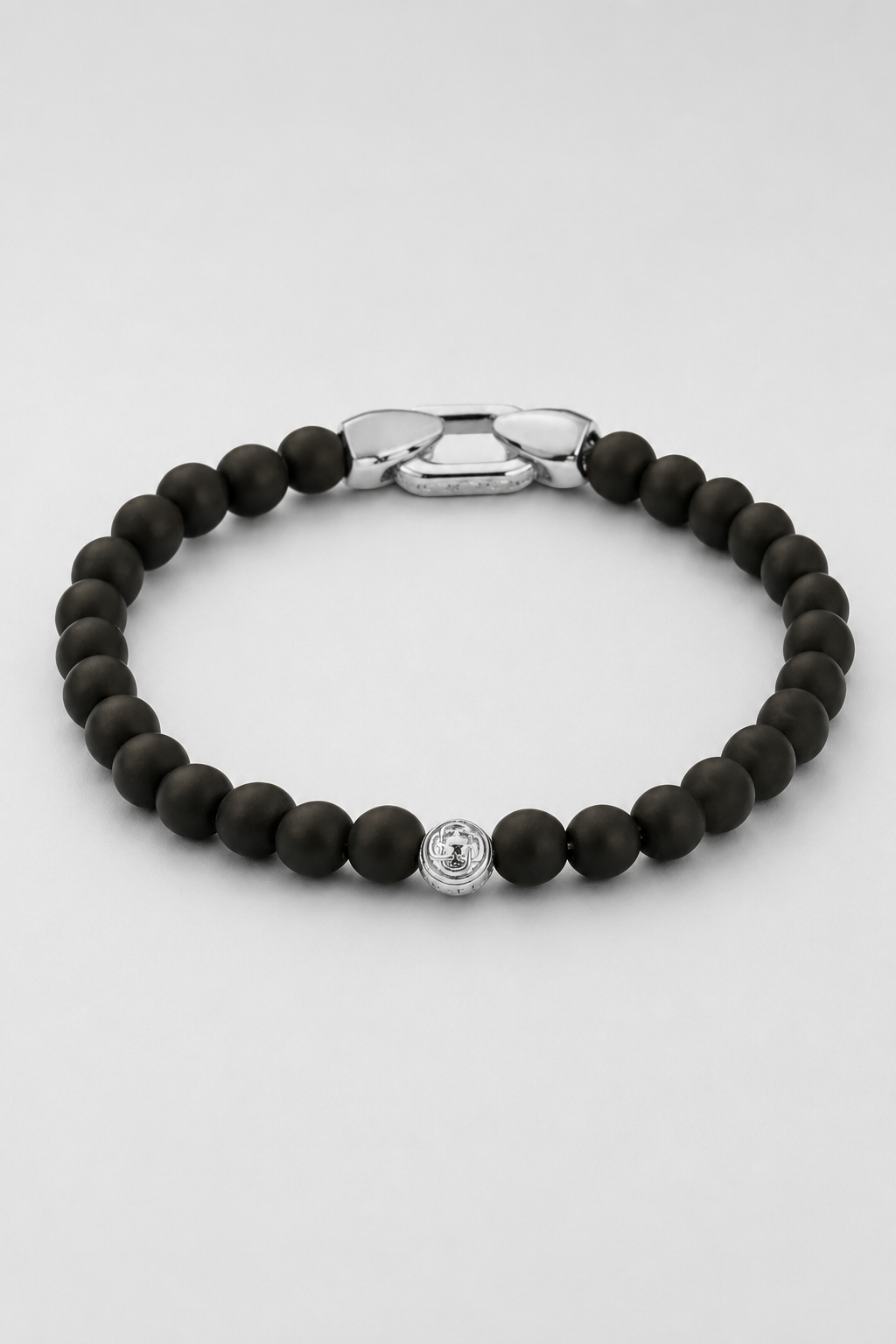 Onyx Lock Bracelet | Men | Black Onyx & Gold or Silver | Adjustable Beaded Bracelet | Steven & Levon