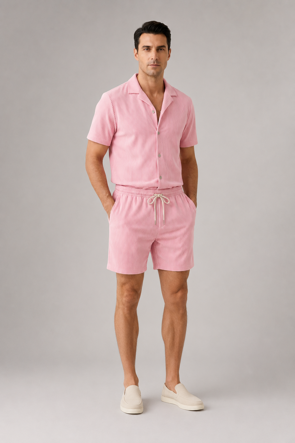 Men's Ribbed Shirt & Shorts Set | Men's Co-Ord | Summer Outfit | Steven & Levon