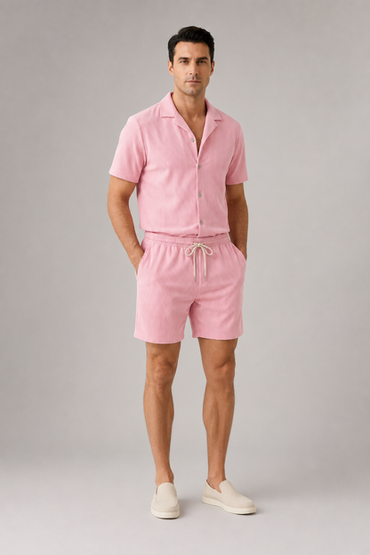 Men's Ribbed Shirt & Shorts Set | Men's Co-Ord | Summer Outfit | Steven & Levon