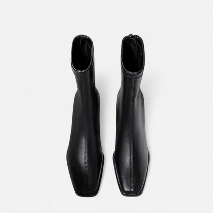Ankle Boots Winter Women’s | Square Toe Block Heel Warm Lined