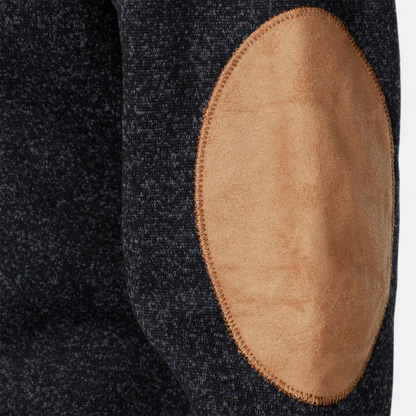 Men's Knitted Jumper | Stand Collar Half Button Pullover | Elbow Patch Sweater | Steven & Levon