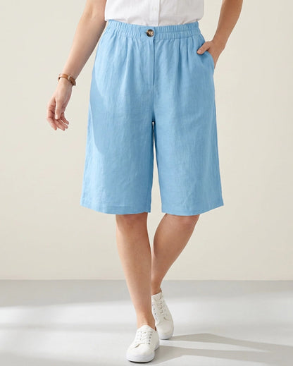 Wina Capri Pants for Women | Polyester Fiber | Loose Fit | Elastic Waist | Steven & Levon