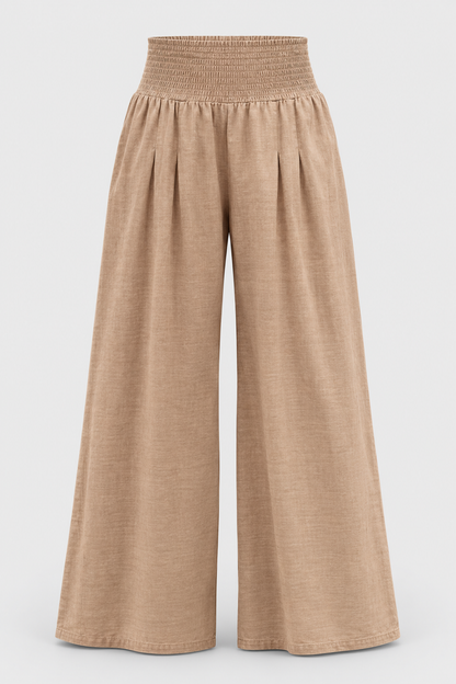 Linen Wide Leg Trousers | Women | High Waisted | Smocked Waist | Summer Pants | Steven & Levon