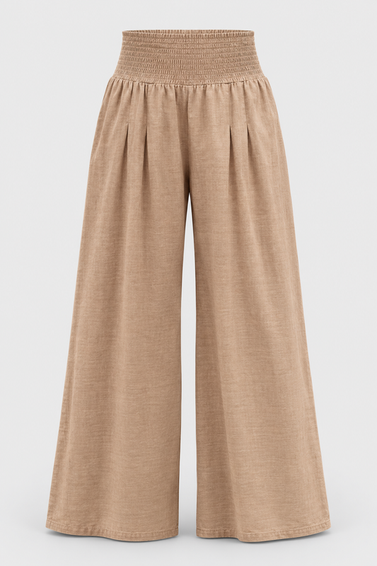 Linen Wide Leg Trousers | Women | High Waisted | Smocked Waist | Summer Pants | Steven & Levon