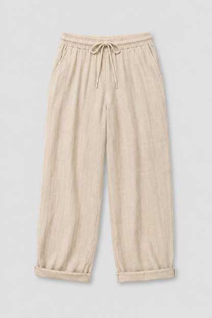 Women's Linen Wide-Leg Trousers | Relaxed Fit Elastic Waist Casual Pants | Breathable Everyday Wear | Steven & Levon