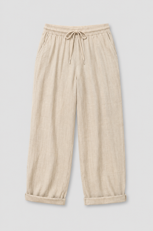 Women's Linen Wide-Leg Trousers | Relaxed Fit Elastic Waist Casual Pants | Breathable Everyday Wear | Steven & Levon