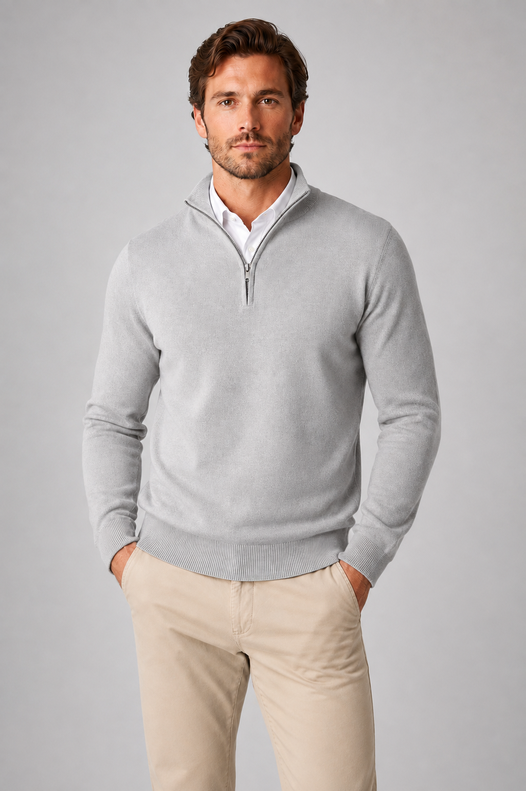Men's Quarter Zip Knit Sweater | Long Sleeve | Soft Knit Pullover | Smart Casual | Steven & Levon