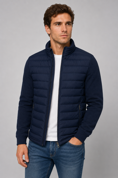 Men's Quilted Puffer Jacket | Stand Collar | Lightweight Insulated | Zip Front | Winter Outerwear | Steven & Levon