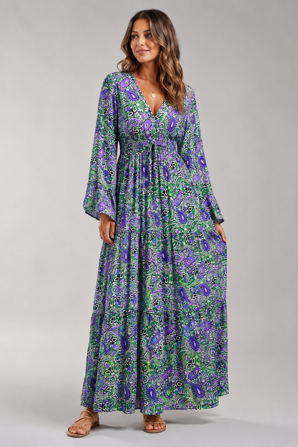 Maxi Dress | Women's Boho Floral Spaghetti Strap Dress | Side Split | Steven & Levon
