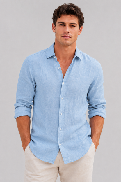 Men's Turn-Down Collar Linen Shirt | Men | Casual Button-Up Summer Shirt | Relaxed Fit | Steven & Levon