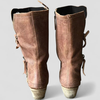 Mid Calf Cowboy Boots for Women | Western Style | Low Heel | Pull-On Design | Steven & Levon