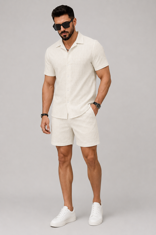 Men's Short Sleeve Shirt and Shorts Set | Co-Ord Set | Men | Lightweight Fabric Blend | Steven & Levon