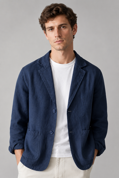 Men's Casual Linen Jacket | Men | Lightweight Linen Blend | Smart Casual | Steven & Levon