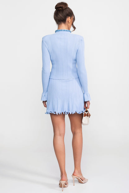Ribbed Knit Set | Women | Beaded Embellished | Blue | Steven & Levon