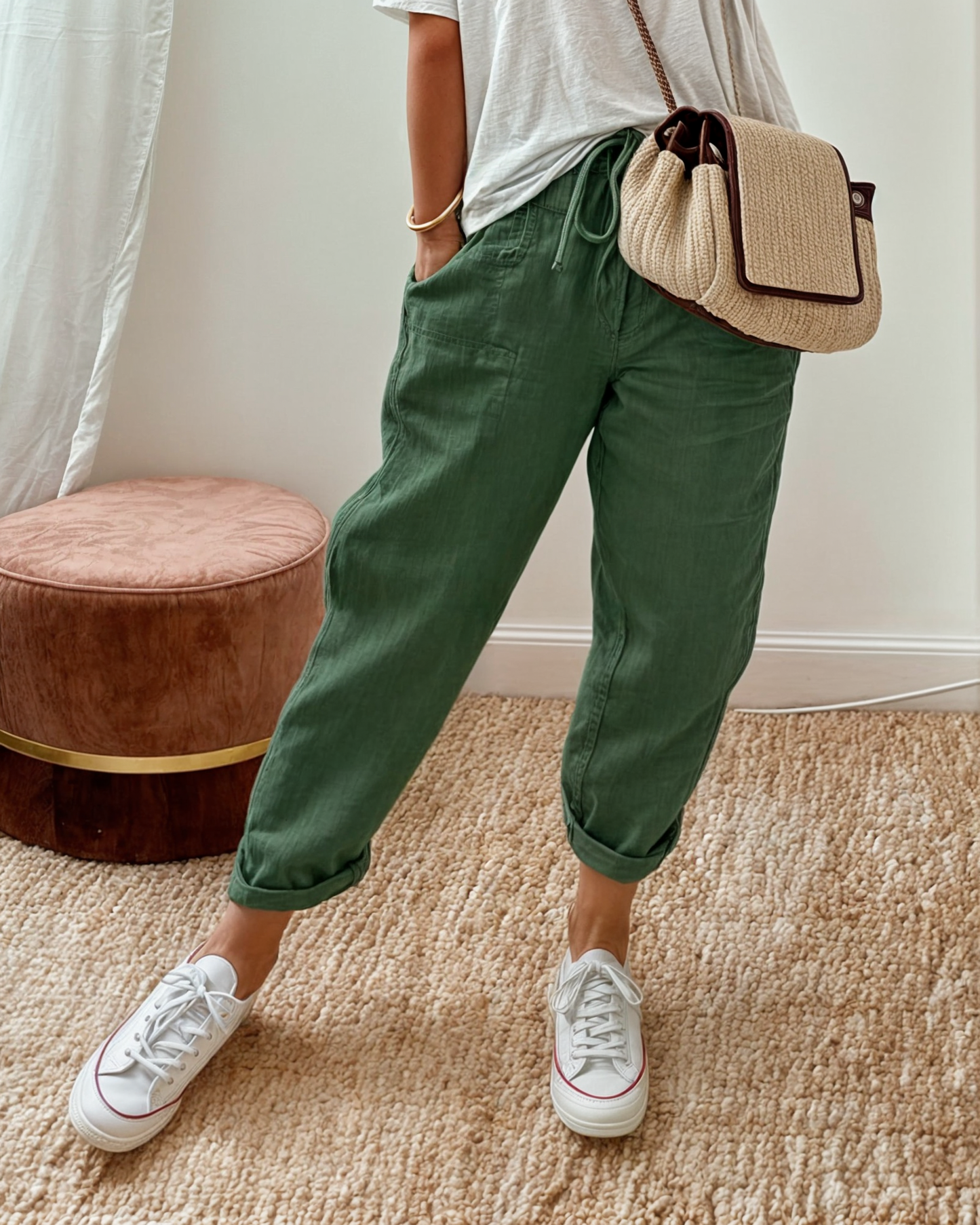 Women's Linen Wide-Leg Trousers | Relaxed Fit Elastic Waist Casual Pants | Breathable Everyday Wear | Steven & Levon