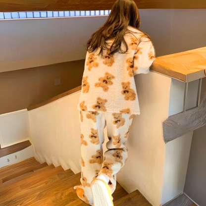 Mila Women's Velvet Pyjama Set | Bear Print Sleepwear | Steven & Levon
