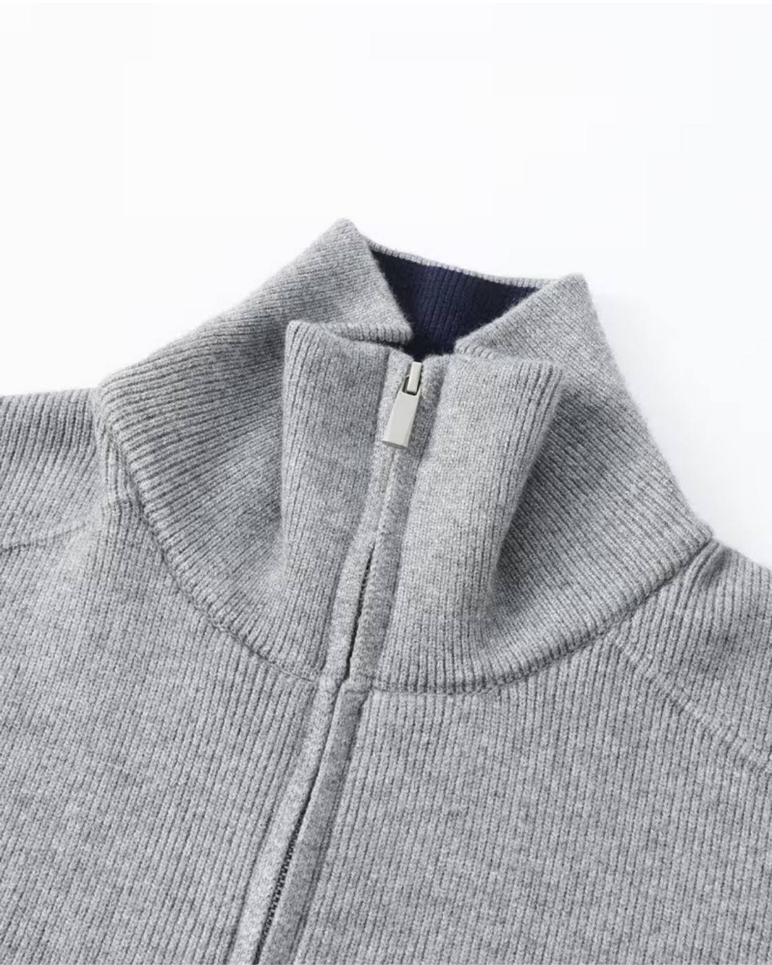 Men's Full Zip Knit Cardigan | Stand Collar | Soft Knit Sweater | Long Sleeve | Smart Casual | Steven & Levon