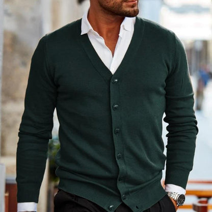 V-Neck Button Cardigan | Knitwear | Men | Soft Knit Fabric | Slim Fit Long Sleeve Sweater | Steven & Levon