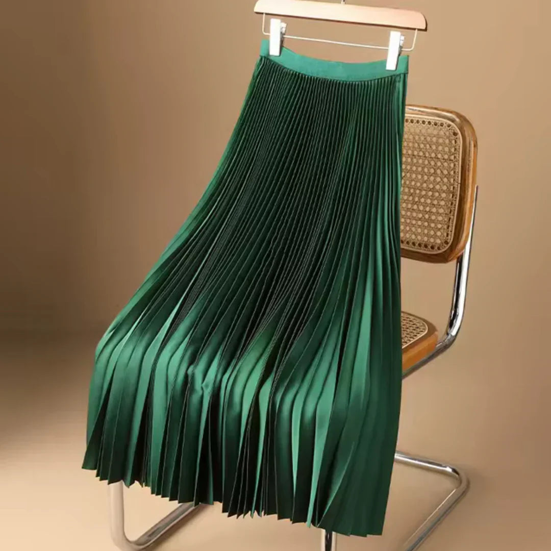 Pleated Skirt | Women | High-Waisted | Flowy A-Line Midi Skirt | Elegant Everyday Wear | Steven & Levon