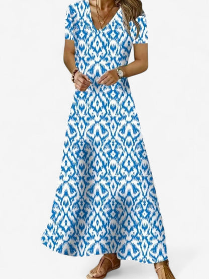 Summer Boho V-Neck Maxi Dress | Women | Flowy Holiday Dress | Steven & Levon