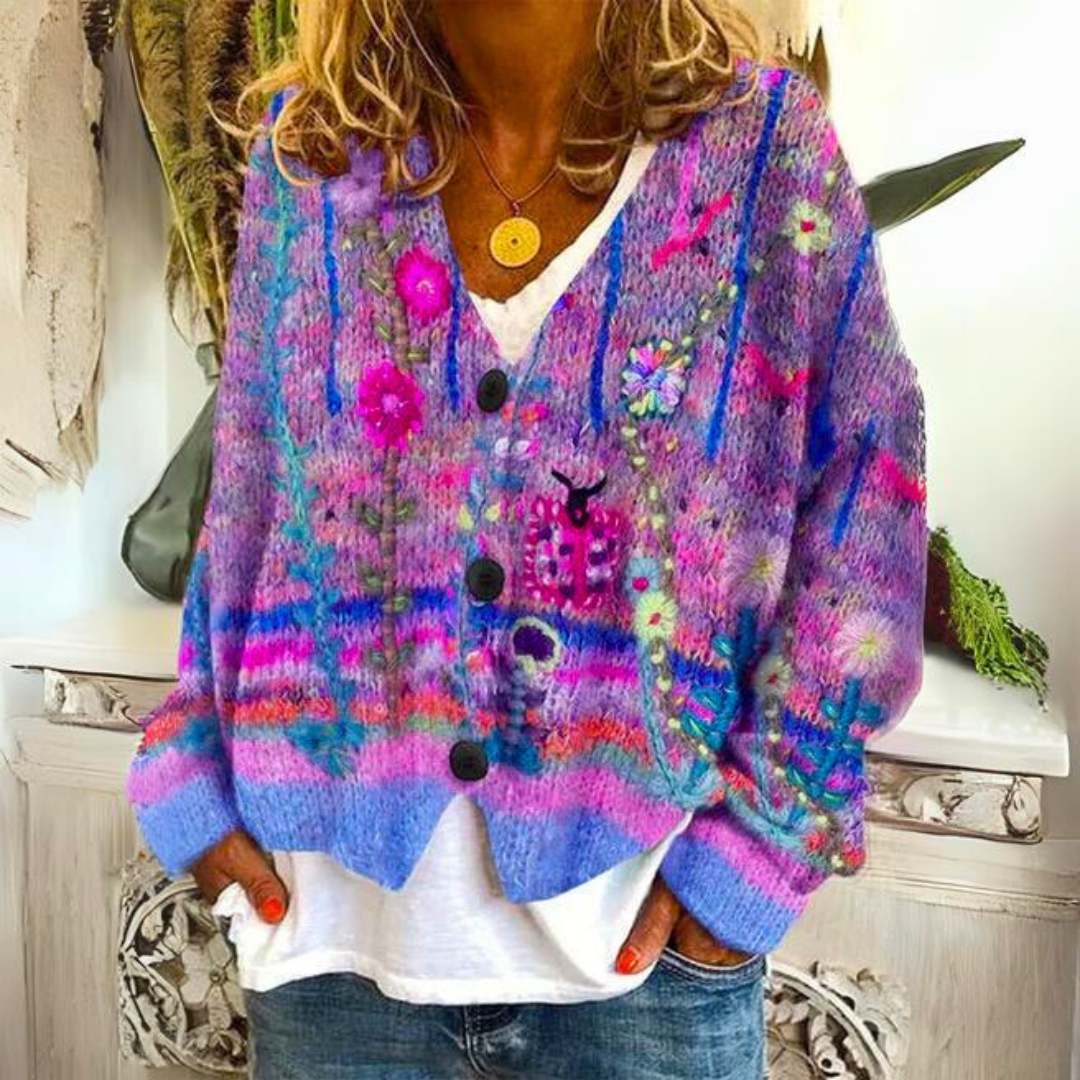 Boho Cardigan | Women | Floral Embroidery | Lightweight Layering | Steven & Levon