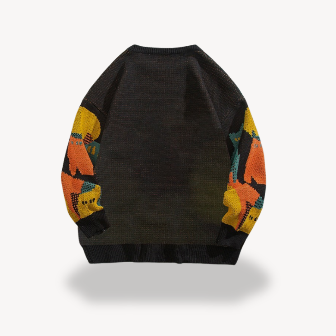 Graphic Knitted Jumper | Men's Crew Neck Pullover | Relaxed Fit | Soft Knit Sweater | Steven & Levon