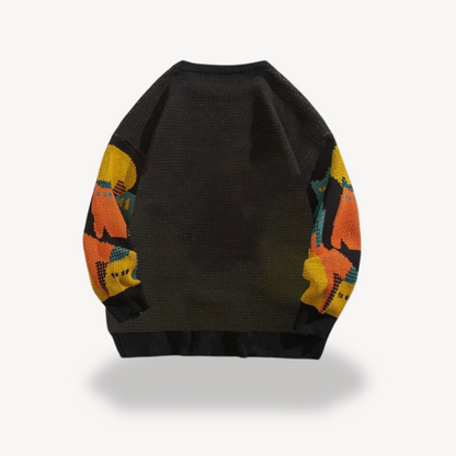Graphic Knitted Jumper | Men's Crew Neck Pullover | Relaxed Fit | Soft Knit Sweater | Steven & Levon