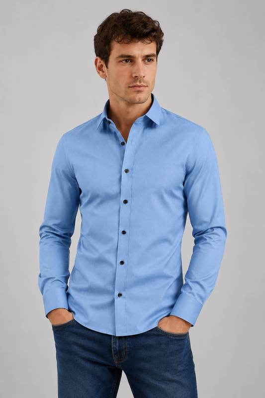 Men's Slim Fit White Dress Shirt | Formal Shirt | Men | Cotton Blend | Button-Down Wear | Steven & Levon