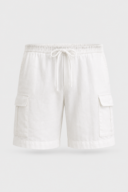 Men's Linen Cargo Shorts | Linen Blend | Drawstring Waist Utility Summer Shorts | Steven & Levon
