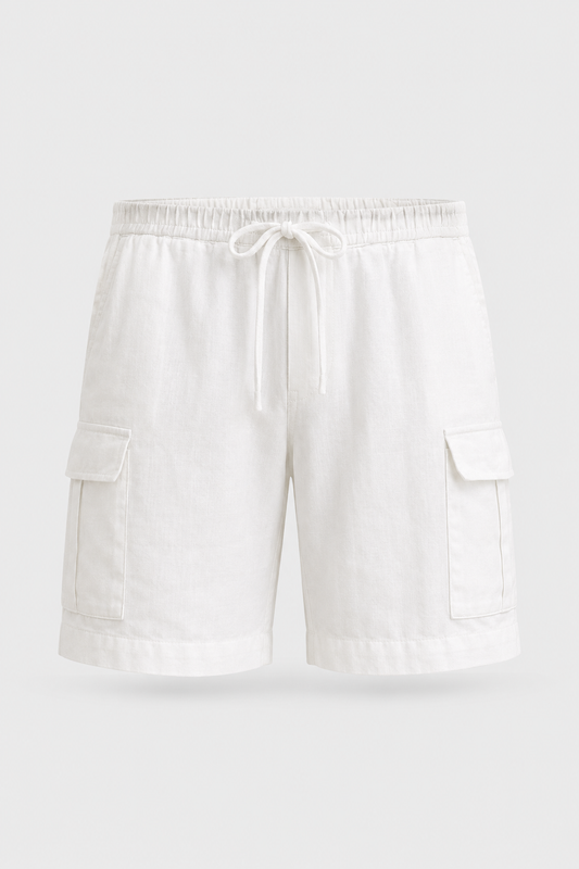 Men's Linen Cargo Shorts | Linen Blend | Drawstring Waist Utility Summer Shorts | Steven & Levon