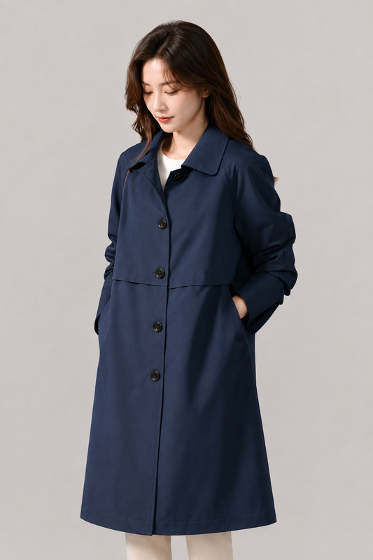 Women's Long Trench Coat | Women | Lightweight Fabric Blend | Single Button Front Longline Outerwear | Steven & Levon