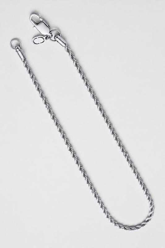 Silver Rope Chain | Men | 3mm Stainless Steel | Twisted Design | Statement Necklace | Steven & Levon