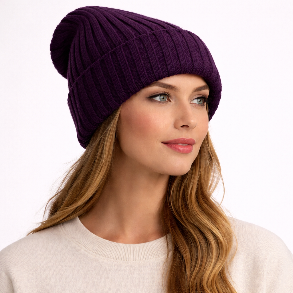 Beanivelle - Ribbed Knit Fold-Up Beanie  Winter Warmth Everyday