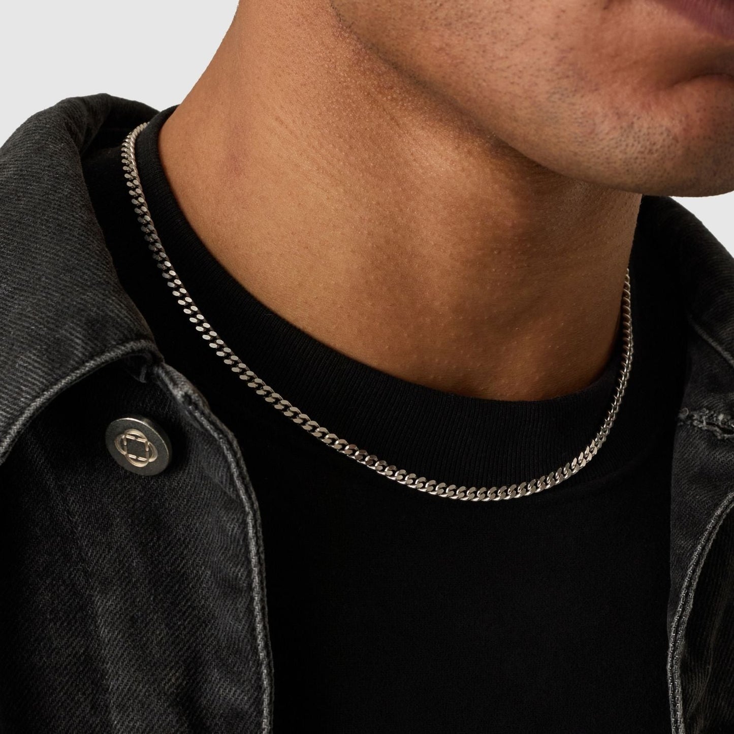 Men's Cuban Link Chain | 4mm | 316L Stainless Steel | Rhodium Finish | Silver | Steven & Levon