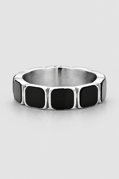 Stone Band Ring | Gold or Silver | Unisex | Stainless Steel | Natural Stone | Classic Style | Steven & Levon