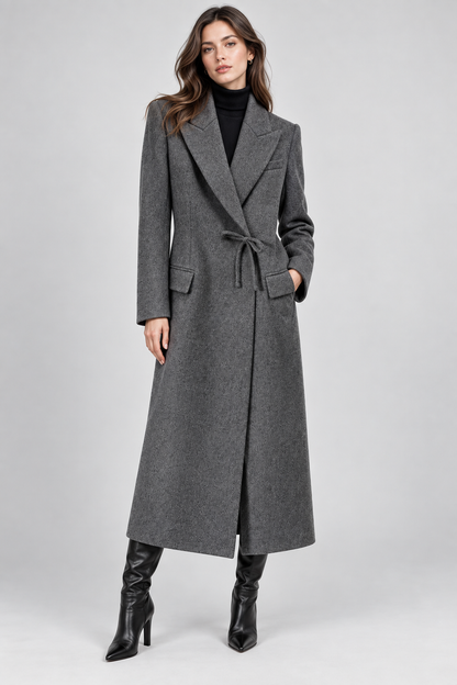 Women's Wool Cashmere Overcoat | Tailored Fit | Gray | Long Sleeve | Elegant Winter Outerwear | Steven & Levon