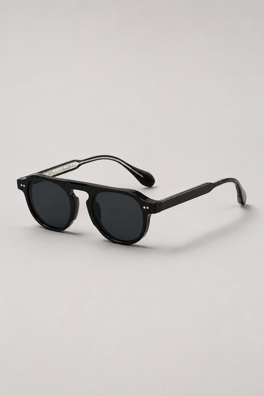 Round Acetate Sunglasses | Unisex | UV400 Polarized Style Eyewear | Rivet Detail Retro Frame | Steven & Levon