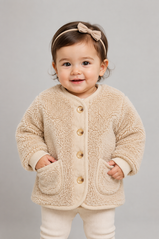Kids Teddy Fleece Jacket | Boys & Girls | Button Front | Plush Winter Coat | Warm Outerwear | Steven & Levon