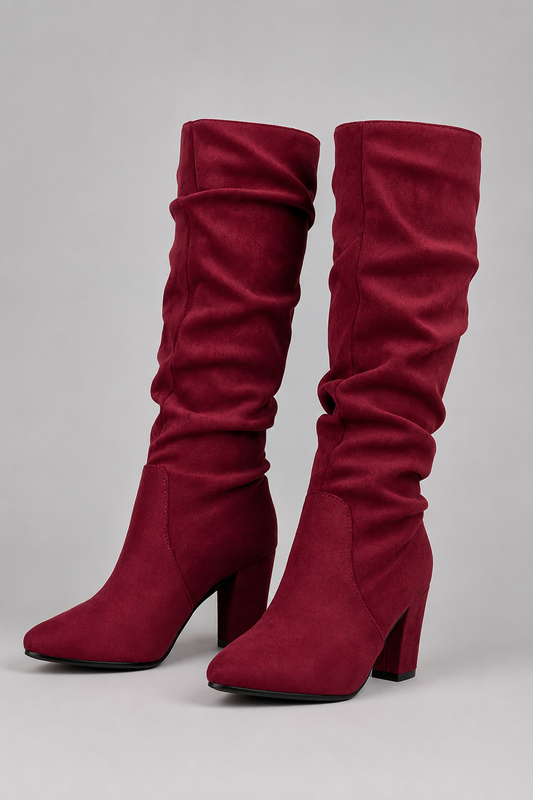 Slouchy Knee High Boots for Women | Pointed Toe | Block Heel | Pull-On Tall Boots | Steven & Levon